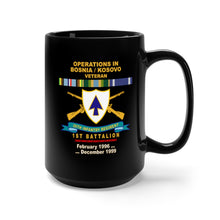 Load image into Gallery viewer, Black Mug 15oz - Army - 26th Infantry Regiment - DUI w Br - Ribbon - TOP - 1st Bn w BOSNIA - KOSOVO SVC X 300