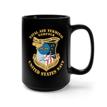 Load image into Gallery viewer, Black Mug 15oz - Navy - Naval Air Terminal Norfolk X 300