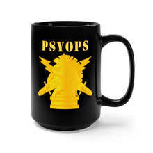 Load image into Gallery viewer, Black Mug 15oz - Army - PSYOPS w Branch Insignia - Line X 300 - Hat
