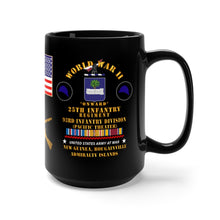 Load image into Gallery viewer, Black Mug 15oz - Army - World War II - 25th Infantry Regiment - "Buffalo Soldiers" 93rd Infantry Division with WWII Pacific Theater Ribbons