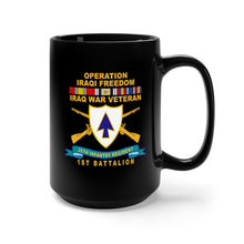 Load image into Gallery viewer, Black Mug 15oz - Army - 26th Infantry Regiment - DUI w Br - Ribbon - TOP - 1st Bn w Iraq Svc X 300