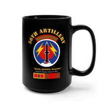 Load image into Gallery viewer, Black Mug 15oz - Army - 56th Artillery - Pershing w Svc Medals