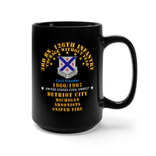 Load image into Gallery viewer, Black Mug 15oz - Army - 3rd Bn 126th Infantry Detroit City MI - Arson - Sniper 1966 - 1967 - Civil Disorder