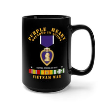 Load image into Gallery viewer, Black Mug 15oz - Purple Heart - WIA w VN SVC