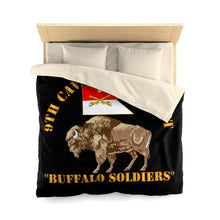Load image into Gallery viewer, Microfiber Duvet Cover - Army - 9th Cavalry Regiment - Buffalo Soldiers w 9th Cav Guidon