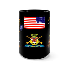 Load image into Gallery viewer, Black Mug 15oz - Cold War Vet - 1st Battalion, 13th Infantry Regiment - Baumholder, Germany - M113 APC - First In Vicksburg Forty Rounds