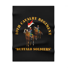 Load image into Gallery viewer, Soft Fleece Blanket - Army - 10th Cavalry Regiment w Cavalrymen - Buffalo Soldiers