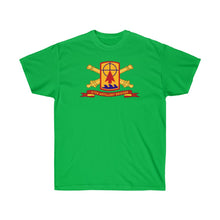 Load image into Gallery viewer, Unisex Ultra Cotton Tee - Army - 57th Artillery Brigade - Shoulder Sleeve Insignia (SSI) with Artillery Branch and Ribbon - American Patriot