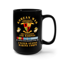 Load image into Gallery viewer, Black Mug 15oz - USMC - Korean War - 3rd Bn, 5th Marines w KOREA SVC