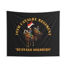 Load image into Gallery viewer, Indoor Wall Tapestries - Army - 10th Cavalry Regiment w Cavalrymen - Buffalo Soldiers
