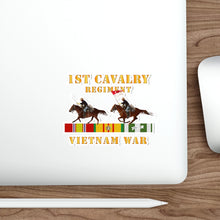 Load image into Gallery viewer, Die-Cut Stickers - 1st Cavalry Regiment - Vietnam War wt 2 Cavalry Riders and Vietnam Service Ribbons