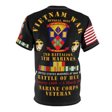 Load image into Gallery viewer, Unisex AOP Tee - USMC - Vietnam War Veteran - 2nd Battalion, 5th Marines - Battle of Hue - 31 Jan 1968 – 2 Mar 1968 - w CAR VN SVC