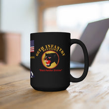 Load image into Gallery viewer, Black mug 15oz - Army - 66th Infantry Div - Black Panther Div - WWII w SS Leopoldville w EU SVC - SSG Donald G Meyers