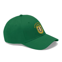Load image into Gallery viewer, Unisex Twill Hat - 1st Special Forces Group (SFG) (Airborne) Flash with Crest with Text - Direct to Garment (DTG) - Printed