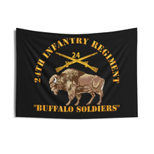 Load image into Gallery viewer, Indoor Wall Tapestries - Army - 24th Infantry Regiment - Buffalo Soldiers w 24th Inf Branch Insignia