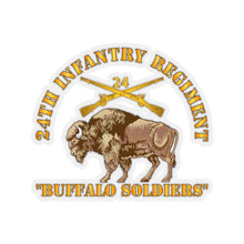 Load image into Gallery viewer, Kiss-Cut Stickers - Army - 24th Infantry Regiment - Buffalo Soldiers w 24th Inf Branch Insignia