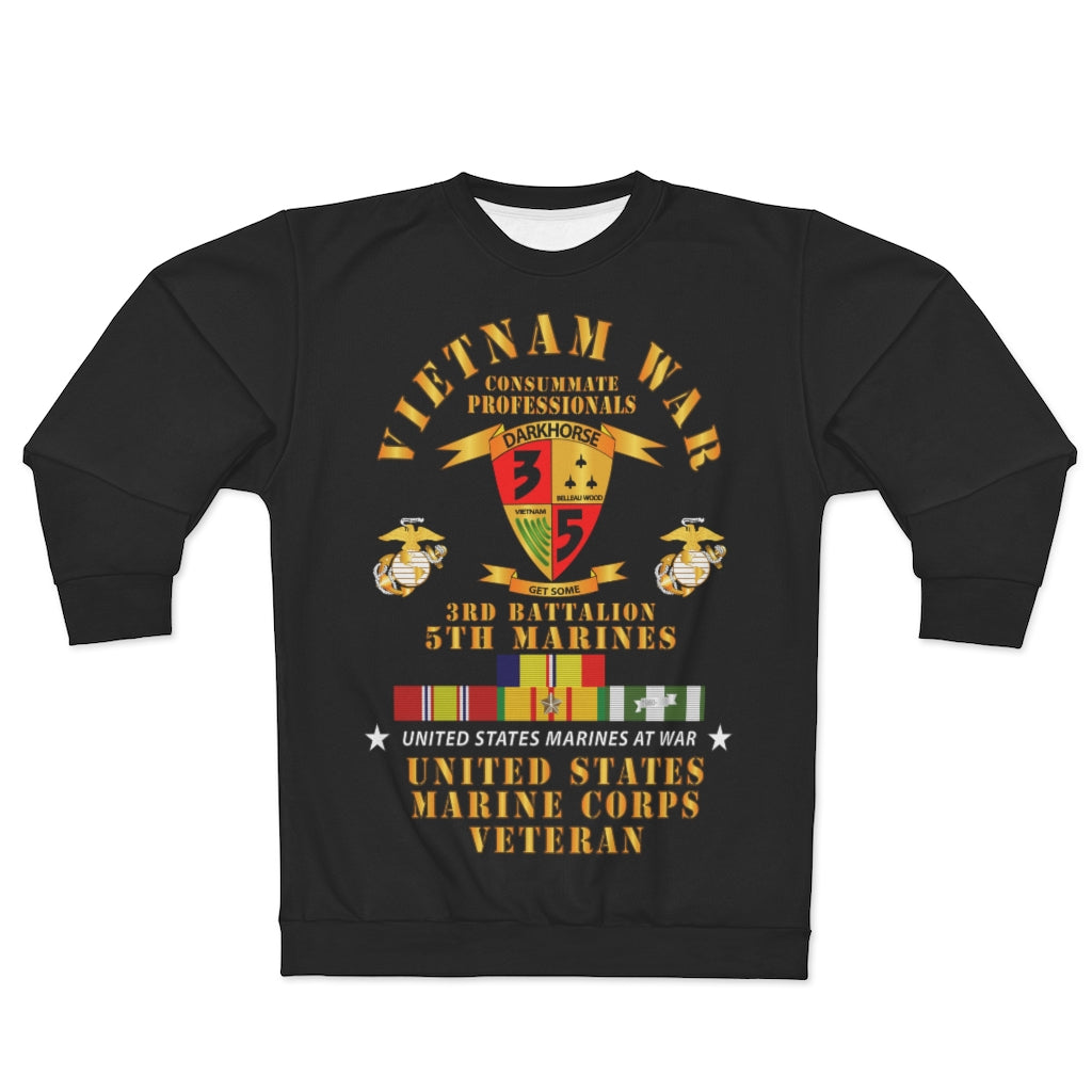 AOP Unisex Sweatshirt - USMC - Vietnam War Veteran - 3rd Bn, 5th Marines w CAR VN SVC