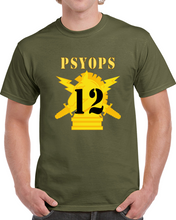 Load image into Gallery viewer, Army - Psyops W Branch Insignia - 12th Battalion Numeral - Line X 300 Classic T Shirt