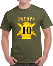 Load image into Gallery viewer, Army - Psyops W Branch Insignia - 10th Battalion Numeral - Line X 300 Classic T Shirt