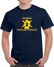 Load image into Gallery viewer, Army - Psyops W Branch Insignia - 8th Battalion Numeral - W Vietnam Vet Below X 300 Classic T Shirt