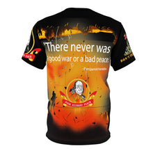 Load image into Gallery viewer, Unisex AOP - Never a Good War or Bad Peace - Don't Tread on Me - Poor Richard