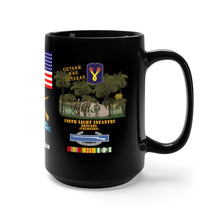 Load image into Gallery viewer, Black Mug 15oz - Army - 196th Light Infantry Brigade - Vietnam War Veteran with Jungle Patrol, Combat Infantryman Badge and Vietnam Service Ribbons