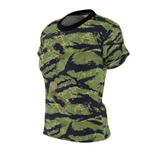 Load image into Gallery viewer, Women's AOP Cut & Sew Tee - Vietnam Military Tiger Stripe Jungle Camouflage