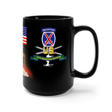 Load image into Gallery viewer, Black Mug 15oz - Army - 10th Mountain Division - Ski Combat, Winter Warfare "Climb to Glory", Rough Terrain, Mountaineering