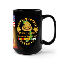 Load image into Gallery viewer, Black Mug 15oz - Army - Vietnam Veteran - Transportation Corps Spearhead of Logistics