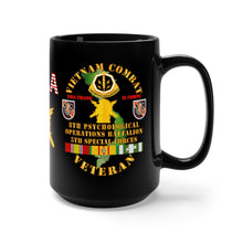 Load image into Gallery viewer, Black Mug 15oz - Army - Vietnam Combat Vet - 8th PSYOPS Bn - 5th Special Forces Group w VN SVC