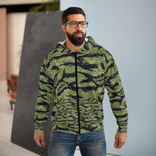 Load image into Gallery viewer, AOP Unisex Zip Hoodie - Military Tiger Stripe Jungle Camouflage