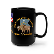 Load image into Gallery viewer, Black Mug 15oz - Army - 38th Infantry Regiment on Guidon with Bayonet Charge - Buffalo Soldiers