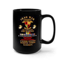 Load image into Gallery viewer, Black Mug 15oz - USMC - Iraq War Veteran - 3rd Bn, 5th Marines w CAR IRAQ SVC