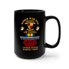 Load image into Gallery viewer, Black Mug 15oz - USMC - WWI - 3rd Bn, 5th Marines - w WWI Ribbon - Streamer