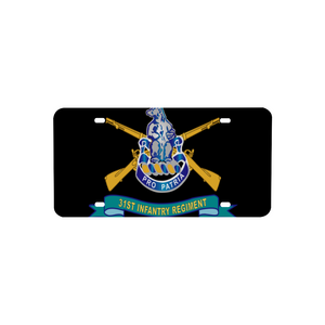 31st Infantry Regiment with Infantry Branch and Ribbon - [Made in USA] Custom 12" x 6" Aluminum Automotive License Plate & Frame Set
