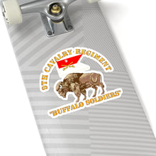 Load image into Gallery viewer, Kiss-Cut Stickers - Army - 9th Cavalry Regiment - Buffalo Soldiers w 9th Cav Guidon