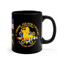 Load image into Gallery viewer, Black mug 11oz - Army - C Troop, 1st-9th Cavalry - Headhunters - Vietnam Vet w 1966-1967 VN SVC X 300