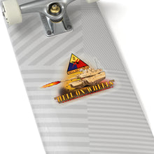 Load image into Gallery viewer, Kiss-Cut Stickers - Army - 2nd Armored Division - M1A1 Tank - Hell on Wheels w Fire X 300