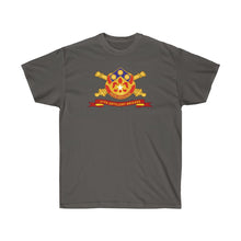 Load image into Gallery viewer, Unisex Ultra Cotton Tee - Army - 57th Artillery Brigade - Distinctive Unit Insignia (DUI) and Shoulder Patch (SSI) with Artillery Branch and Ribbon