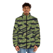 Load image into Gallery viewer, Men's Puffer Jacket (AOP) - Vietnam Military Tiger Stripe Jungle Camouflage
