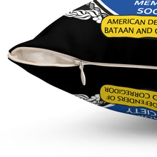 Load image into Gallery viewer, Spun Polyester Square Pillow - American Defenders Of Bataan Corregidor - Ms Logo - Black
