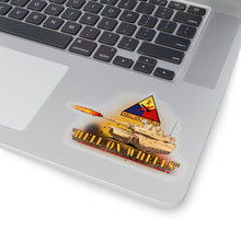 Load image into Gallery viewer, Kiss-Cut Stickers - Army - 2nd Armored Division - M1A1 Tank - Hell on Wheels w Fire X 300