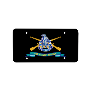 31st Infantry Regiment with Infantry Branch and Ribbon - [Made in USA] Custom 12" x 6" Aluminum Automotive License Plate & Frame Set