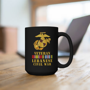 Black Mug 15oz - USMC - EGA -Lebanese Civil War Vet w AFEM SVC