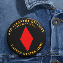 Load image into Gallery viewer, Custom Pin Buttons - Army - 5th Infantry Division - US Army