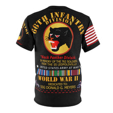 Load image into Gallery viewer, Unisex AOP Cut & Sew Tee - 66th Infantry Div - Black Panther Div - WWII w SS Leopoldville w EU SVC - SSG Donald G Meyers