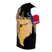 Load image into Gallery viewer, AOP - Shirt - Texas - Rattler Skin -Texas State Map w Longhorn