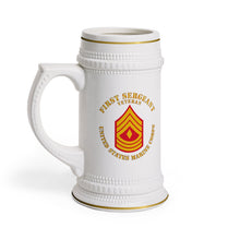 Load image into Gallery viewer, Beer Stein Mug - USMC - First Sergeant - Veteran X 300