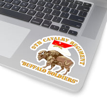 Load image into Gallery viewer, Kiss-Cut Stickers - Army - 9th Cavalry Regiment - Buffalo Soldiers w 9th Cav Guidon