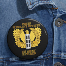 Load image into Gallery viewer, Custom Pin Buttons - Army - Emblem - Warrant Officer - CW3 - Retired
